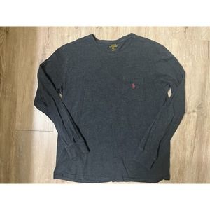 Polo Ralph Lauren Men's Long Sleeve Shirt Pocket Charcoal Dark Gray Large